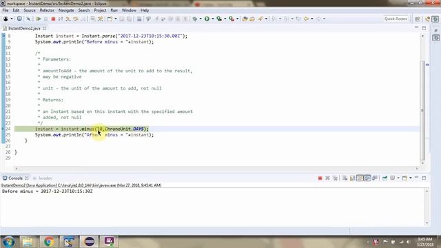 How to subtract sec, millis etc using minus method of Instant class? | Java 8 Date and Time смотреть онлайн