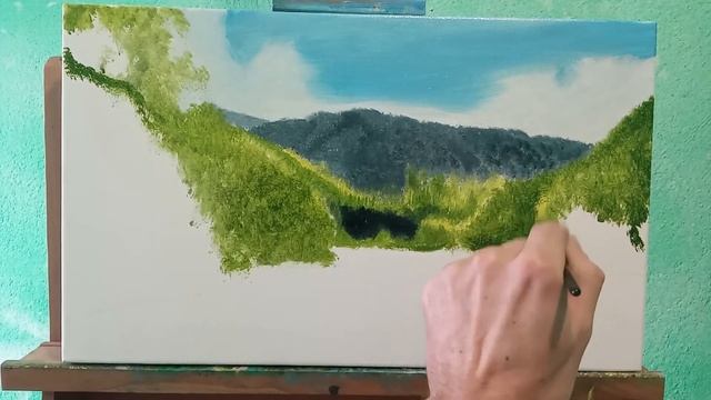 Как рисовать "Водопад"маслом часть#1 подмалевок смотреть онлайн