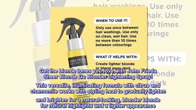 John Frieda Sheer Blonde Go Blonder Lightening Spray, Controlled Hair Lightener To Gradually