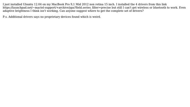 Installing drivers for Ubuntu 12.04 on MacBook Pro 9,1 Mid 2012 15 inch смотреть онлайн
