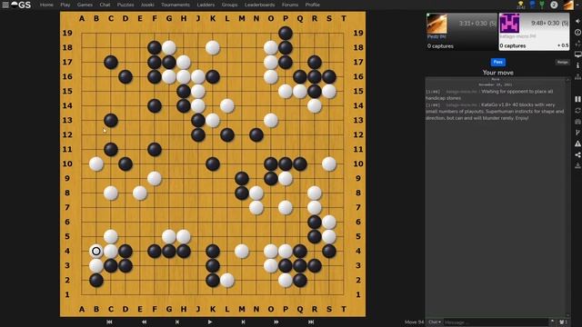 Играю в Го #11 - Игра против ИИ katago-micro[9d] на OGS смотреть онлайн