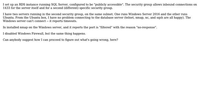 My EC2 Windows instance can't connect to my RDS SQL Server instance смотреть онлайн
