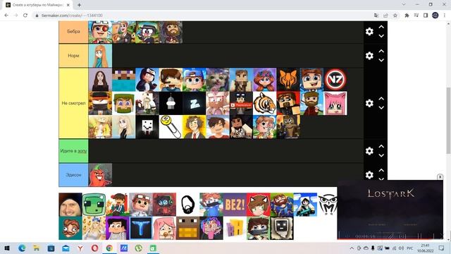 Ютуберы по майнкрафту Tier List Maker Google смотреть онлайн