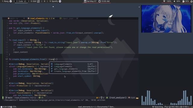 Coding homework in Rust | Partial language parse tree | Archlinux i3WM Vim смотреть онлайн