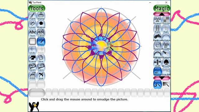 DRAW A MANDALA: Tux Paint Tutorial For Kids (English) | Shapes Tool смотреть онлайн