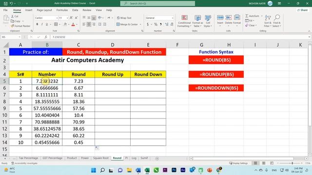 ?️ Round Function in MS Excel | Round Up, Round Down Functions | Aatir Academy 2022 смотреть онлайн