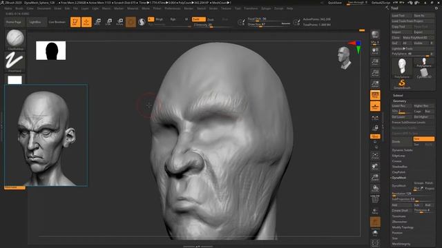 Осваиваю скульплинг в zBrush - моделирование лица персонажа из Dishonored смотреть онлайн