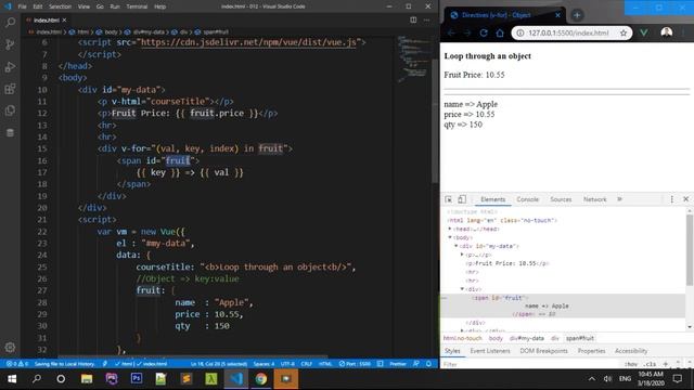 [012] Loop through an Object using v for Directives [Vue JS 2] [Arabic] [Beginners] #Vue Js 2 смотреть онлайн