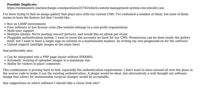 Webmasters: PHP Image gallery that integrates well into custom CMS смотреть онлайн