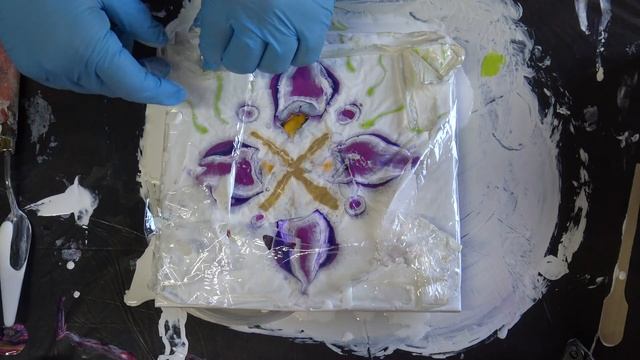 (113) Flower painting with saran wrap on tiles / Colour injection technique смотреть онлайн