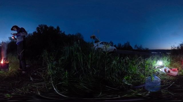 Кашеварим на рыбалке на Оке. Видео 360 градусов GoPro Fusion. смотреть онлайн