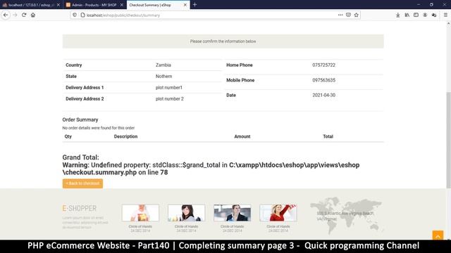 #140 PHP Ecommerce website development | Completing summary page 3 | MVC OOP - Quick programming смотреть онлайн