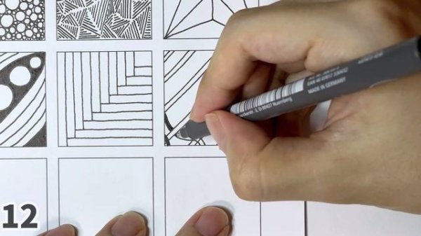 24 Zentangle Patterns | Tutorial Step by Step #6 | 24 Doodle Patterns | Original Version