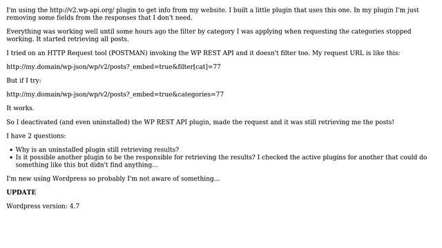 Wordpress: Plugin retrieving results even after uninstallation смотреть онлайн