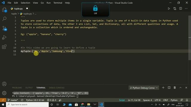 Tuple - Create a tuple | Python | Coding смотреть онлайн