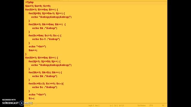 Pattern programming in php/c/java смотреть онлайн