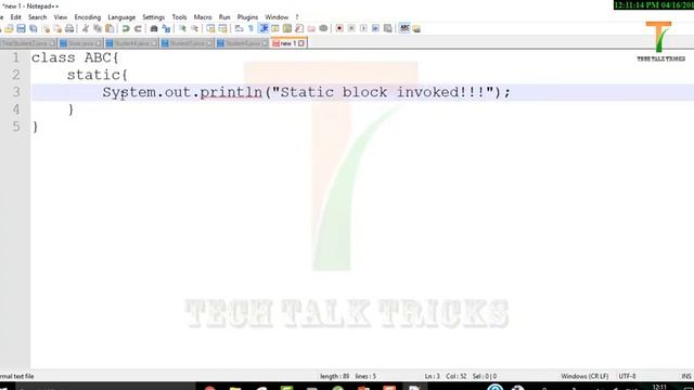 Static Block in Java | Part-25 | Java Tutorial for Beginners | Tech Talk Tricks смотреть онлайн