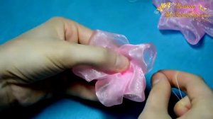 Пышная РОЗА канзаши ИЗ ОРГАНЗЫ ?Цветы из органзы ?Roses from Organza DIY