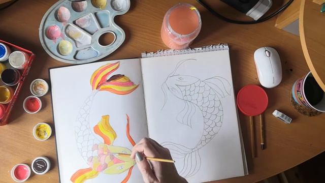 Задание на теплые и холодные цвета. Рисуем рыбок смотреть онлайн