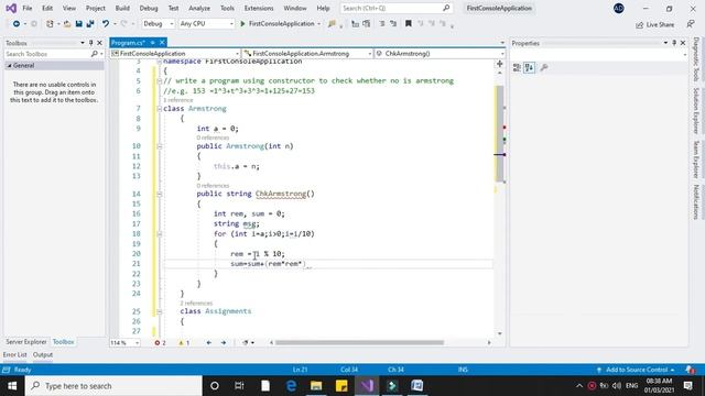 Program using constructor to check whether the no is Armstrong or not using C# Console Application смотреть онлайн