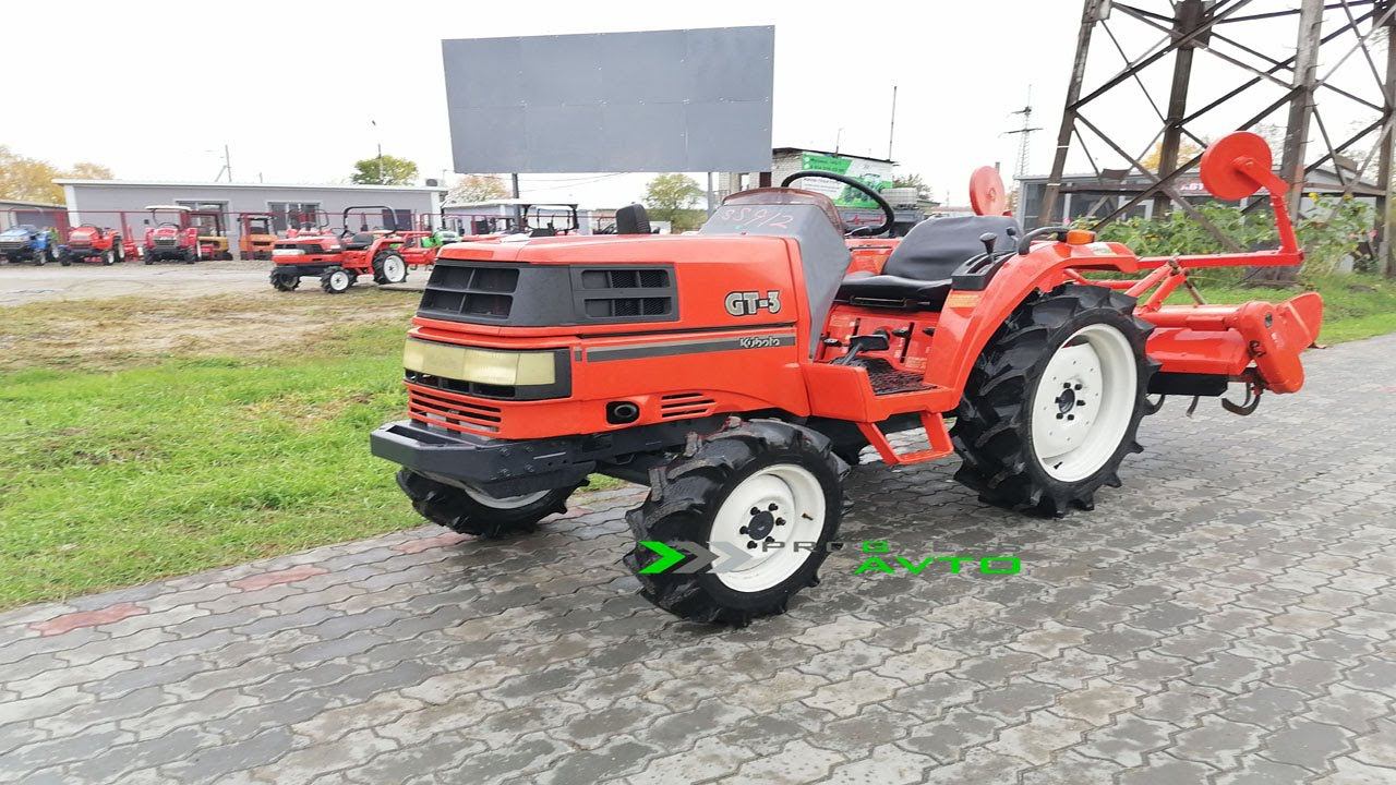 Видео б/у японского минитрактора Kubota GT-3 документы ПСМ 4 цилиндра клиренс 32 см прогресс авто смотреть онлайн