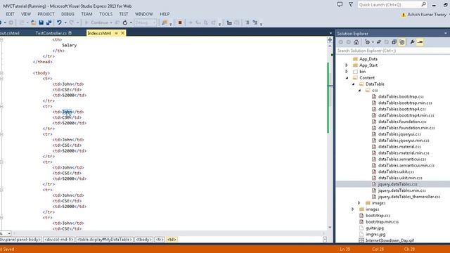 Part 44- Integrate JQuery DataTables plugin into Asp.Net MVC application | Jquery Datatable Example смотреть онлайн