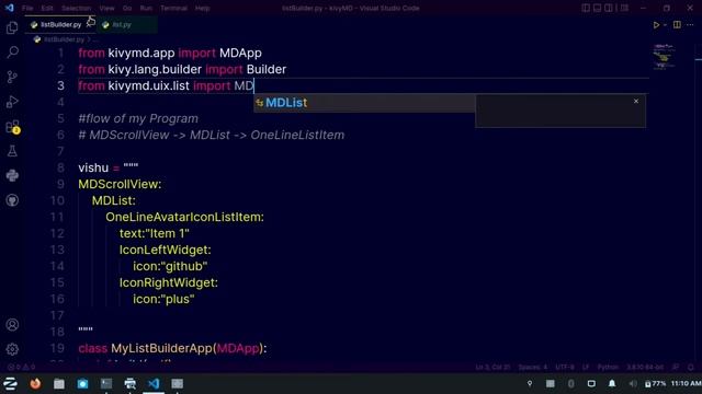 List with Builder in KivyMD | Android and iOS app development using python KivyMD смотреть онлайн