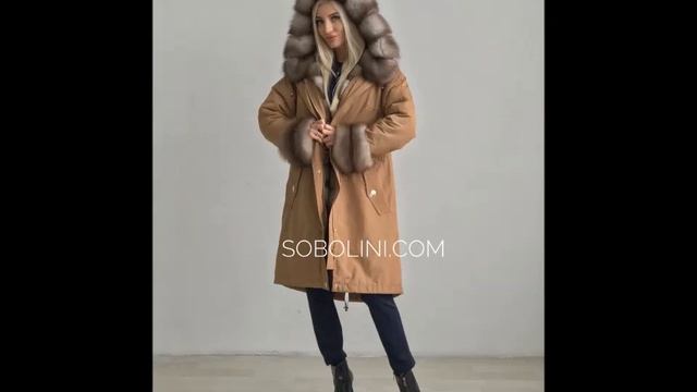 Парка с мехом Куницы Каменки, стильно тепло и красиво, производство Соболини! смотреть онлайн