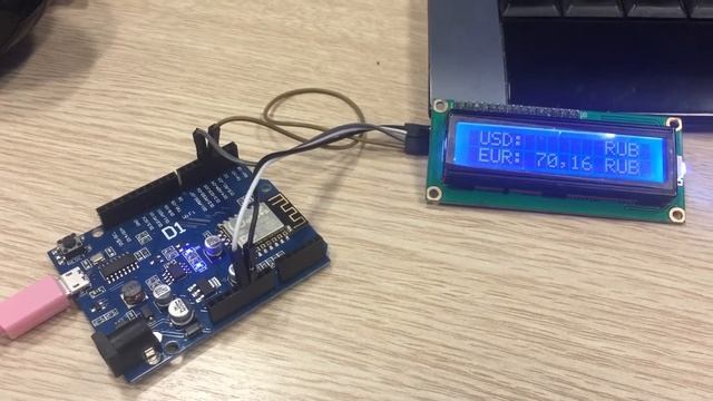 Курс валют Wemos, lcd1602, Thingspeak, Arduino IDE смотреть онлайн