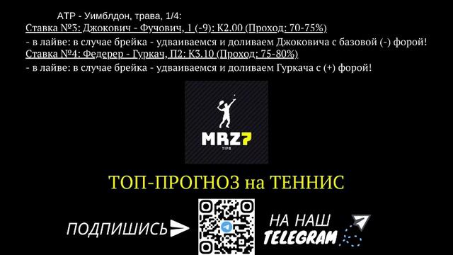 ТОП-ПРОГНОЗ на ТЕННИС: 07.07.21 смотреть онлайн