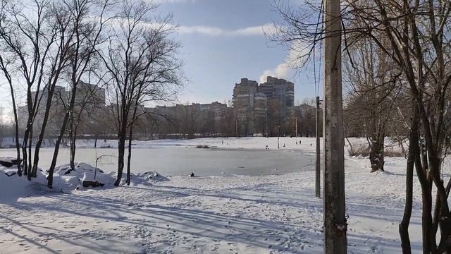 Зима над озером. Зима в январе. смотреть онлайн