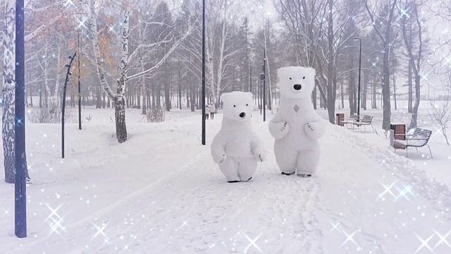 За хорошее  настроение  поставите??  Первый снег. Белые медведи Новосибирска.