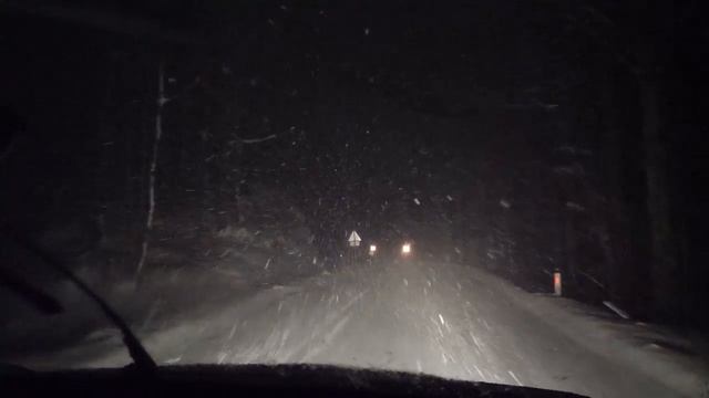 Virtual Drive Through Snow Blizzard In The Night Sound Of Wind And Falling Snow