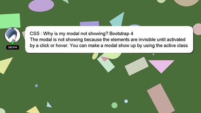 CSS : Why is my modal not showing? Bootstrap 4 смотреть онлайн