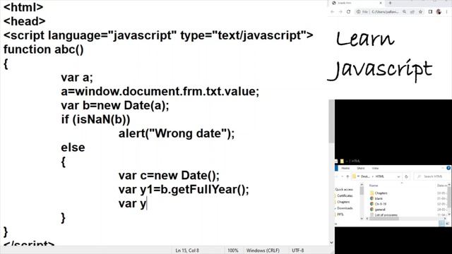 Learn Javascript: Current year date смотреть онлайн