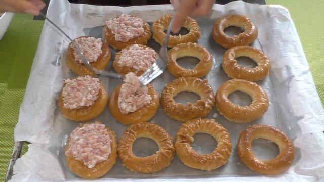 Сушки с фаршем в духовке.Вкусный рецепт. Фаршированные баранки.Очень вкусно и просто?