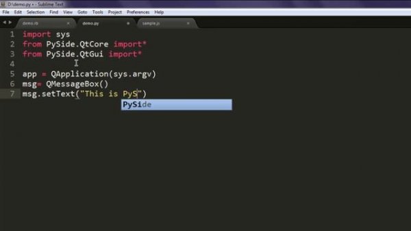 PySide Message Box Widget QMessageBox