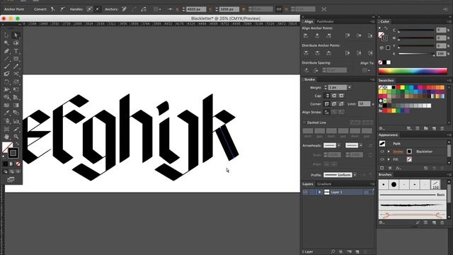 Blackletter (FULL ALPHABET) Tutorial in Adobe Illustrator смотреть онлайн