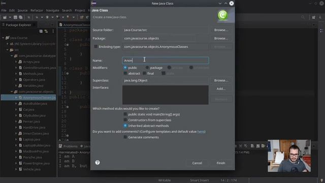 JAVA BEGINNERS 19 - Anonymous Inner Classes смотреть онлайн