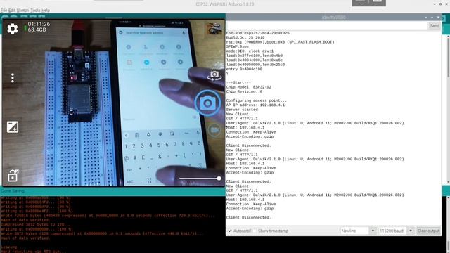 ESP32-S2/Arduino (ESP32-S2-Saola-1) web server control onboard RGB LED (NeoPixel) смотреть онлайн