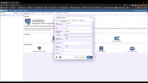 connect pgAdmin 4 to PostgreSql - with Docker