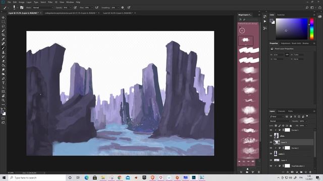 Photoshop speedpainting fantasy style rocky mountains with wacom drawing tablet смотреть онлайн