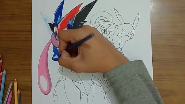 Drawing Ash, Gerninja and Pikachu (pokemon) смотреть онлайн