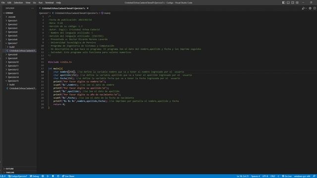 Cristobal Ochoa Cadavid Tarea01 Ejercicio7 c Codigo Visual Studio Code 2023 02 17 15 39 01 смотреть онлайн
