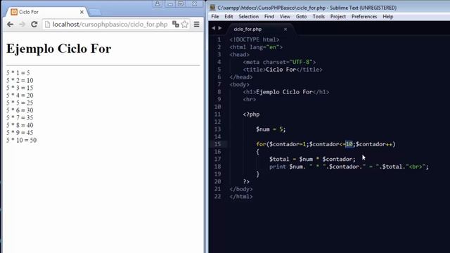 Ciclo For en PHP- Tabla de multiplicar - Curso PHP - 8 смотреть онлайн