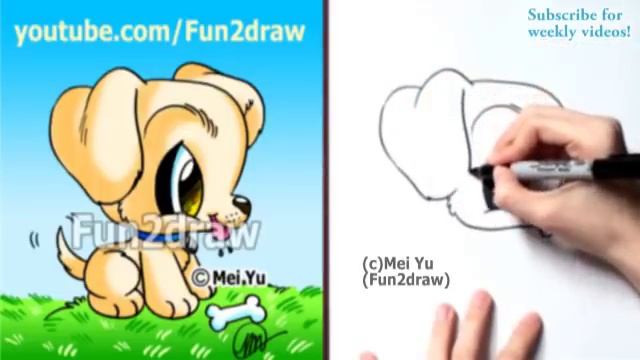 Labrador Puppy - How to Draw a Cute Cartoon Dog - Best Drawing Channel - Fun2draw смотреть онлайн