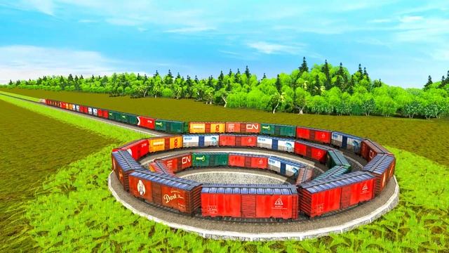 3 PASSENGER & FREIGHT TRAINS ENTER THE JURNEY GIANT WHIRLPOOL RAILROAD TRACK #52 Trainz Simulator смотреть онлайн