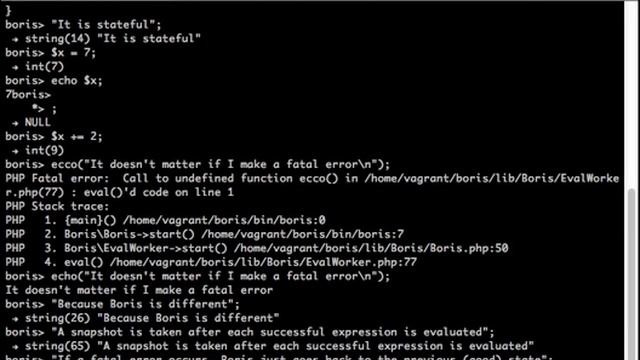 Boris: A Tiny Robust REPL for PHP смотреть онлайн