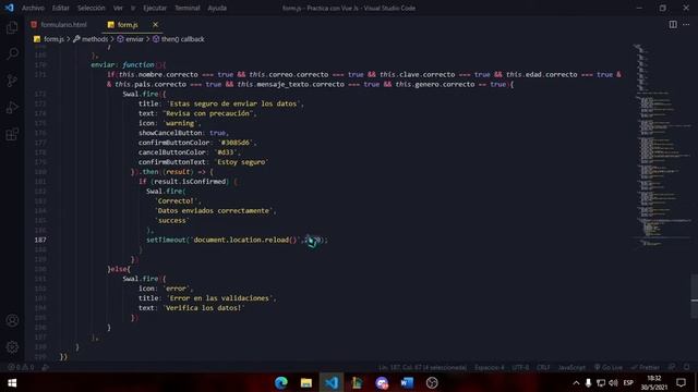 Validación de formulario con vue js смотреть онлайн