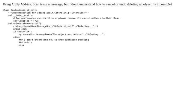 GIS: Undoing Operation while editing in ArcMap with Python Add-ins? смотреть онлайн